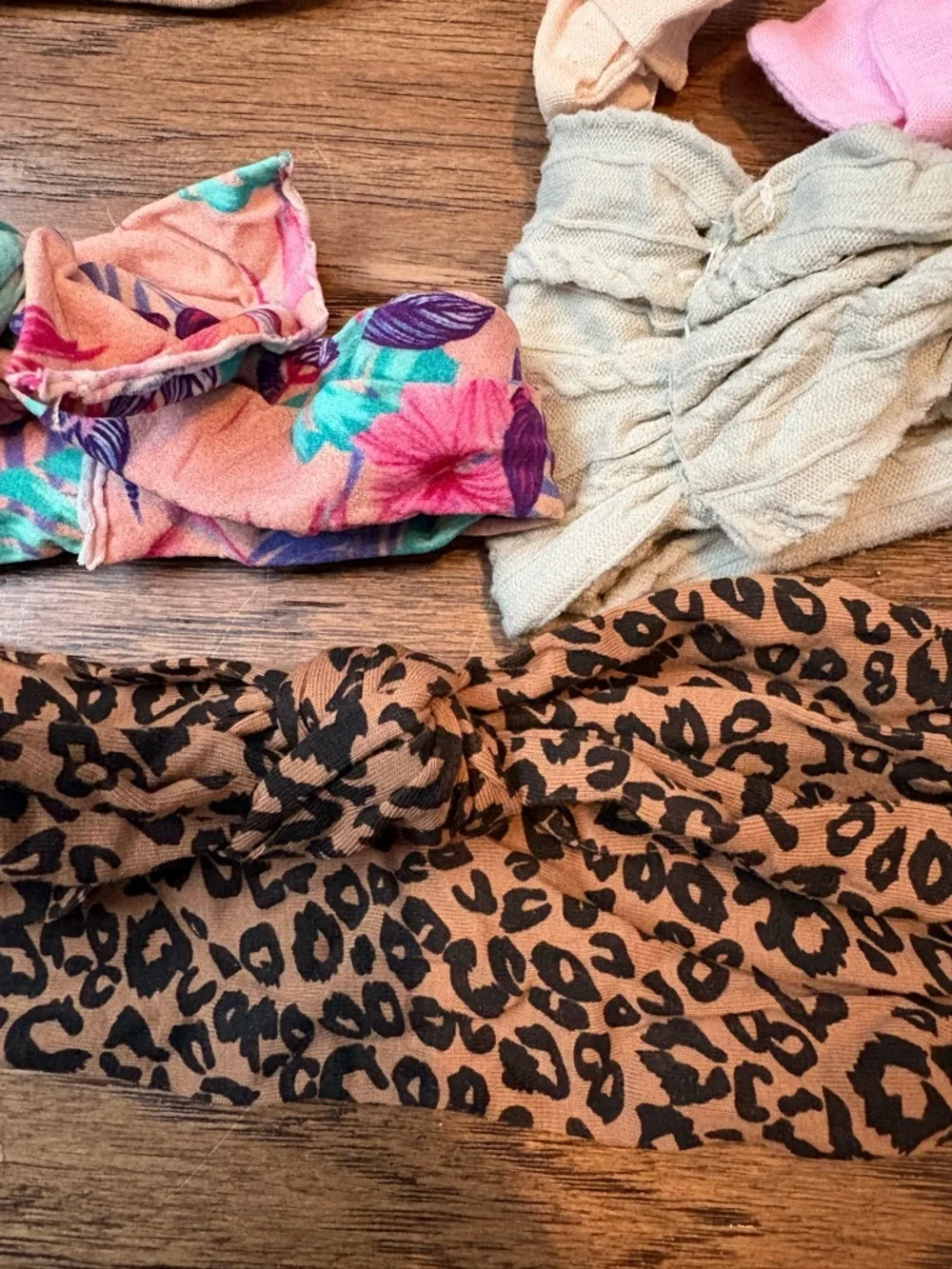 Assorted Girls Knit & Printed Headwrap Set - Pink, Green, Floral, Leopard